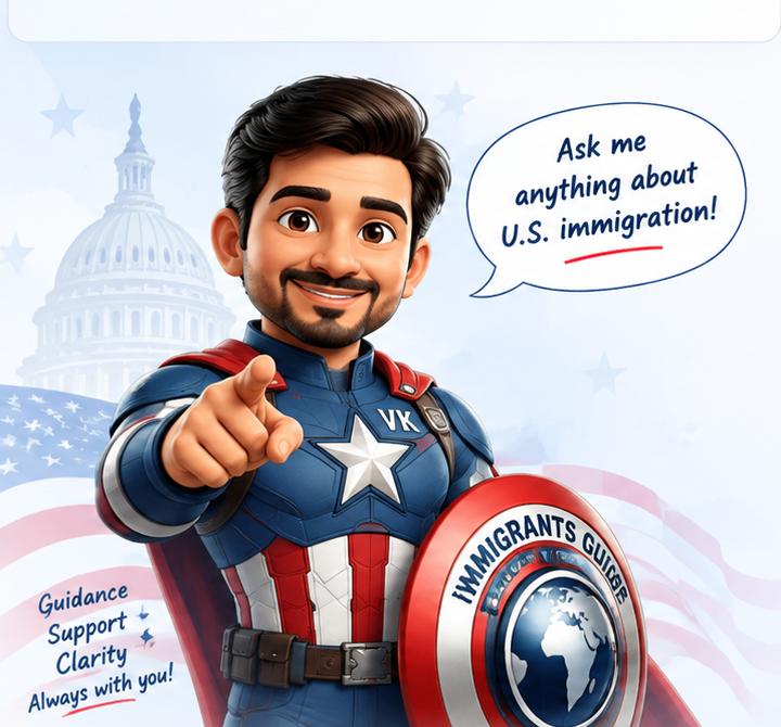 Immigrants Guide AI immigration assistant cartoon