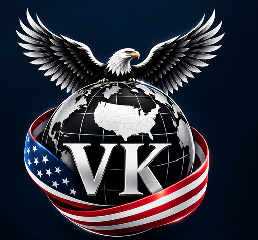 Immigrants Guide VK eagle globe USA logo